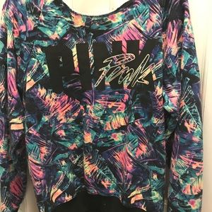 PINK tropical neon crew neck sweater